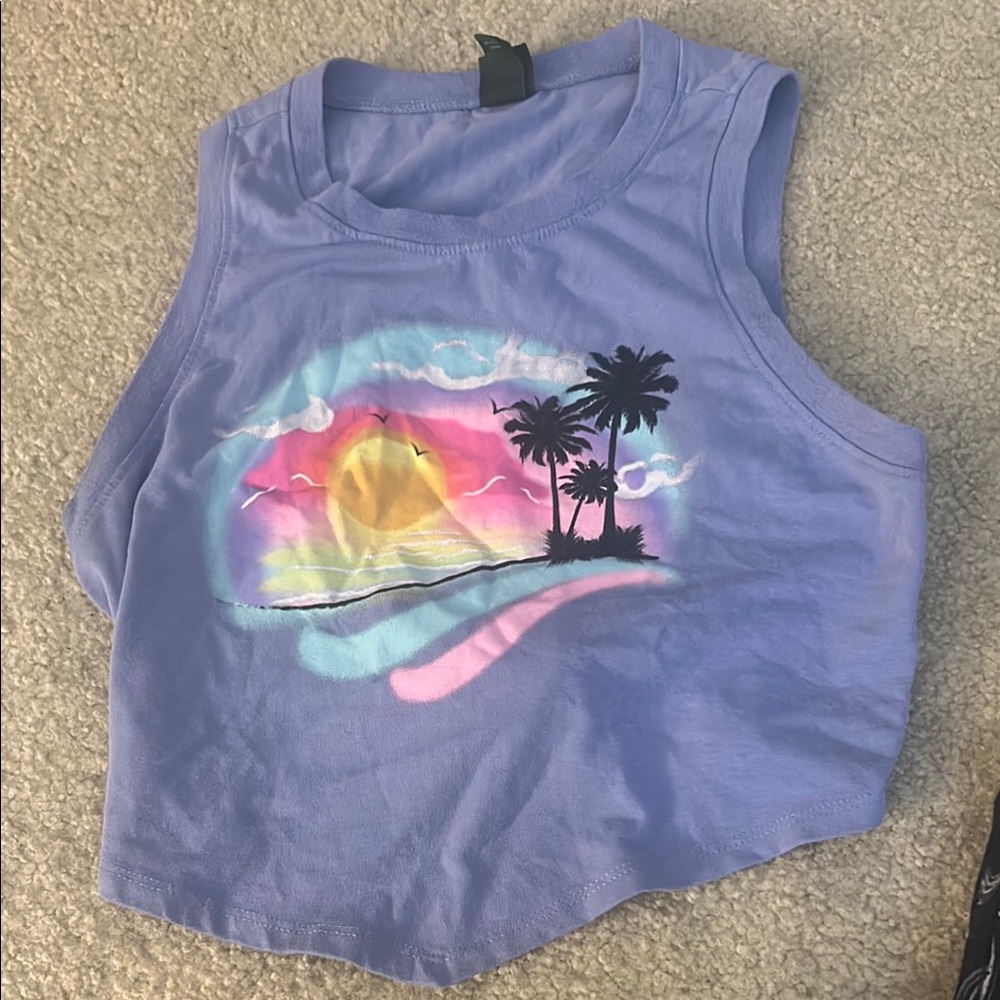 Wild Fable Lavender Tank Top with Tropical Print